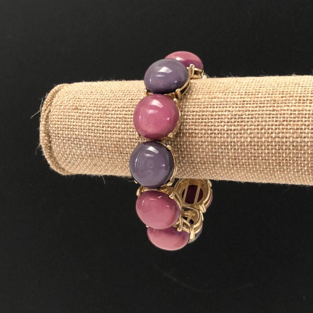 DONATED Stretch bracelet  gold pink/purple stones - Picture 2 of 5